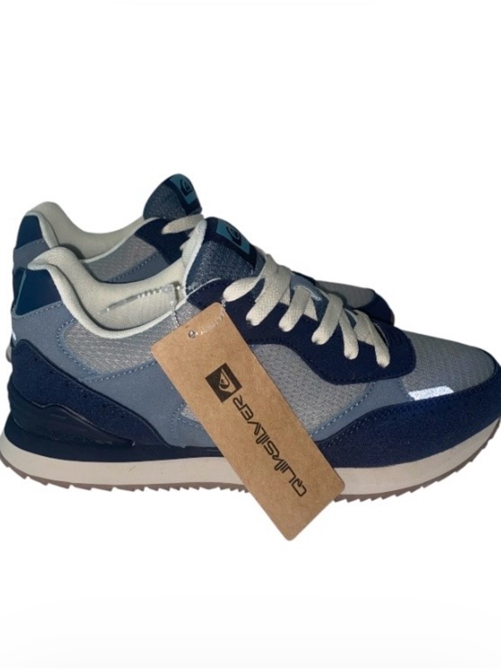 Quiksilver Mens Navy and Gray Lace-Up Athletic Sneakers
